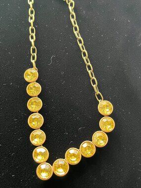 JCrew Brass Chain Citrine Gem Brulee Necklace